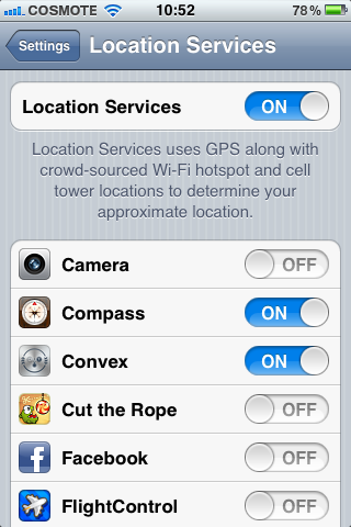 ios 5 location service iphone 4s