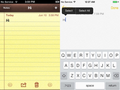 iOS 6 vs iOS 7 Notes