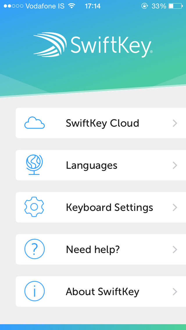 SwiftKey menu